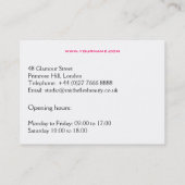 Carte De Visite Belle fille avec le marquage à chaud rose de (Dos)