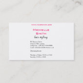 Carte De Visite Belle fille avec le marquage à chaud rose de (Dos)