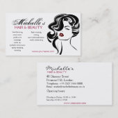 Carte De Visite Belle fille avec l'icône de maquillage de cheveux (Devant / Derrière)