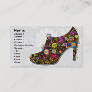 Carte De Visite Belle Fleur & Chaussure Oiseau Retro