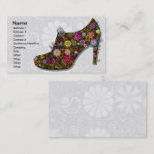 Carte De Visite Belle Fleur & Chaussure Oiseau Retro (Devant / Derrière)