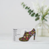 Carte De Visite Belle Fleur & Chaussure Oiseau Retro (Debout devant)