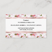 Carte De Visite Belle fleur de cerisier rose d'or féminin (Dos)