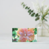 Carte De Visite Belle fleur d'Hibiscus jaune, orange et rose (Debout devant)