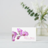 Carte De Visite Belle fleur d'orchidée violette rose sur blanc ! b (Debout devant)
