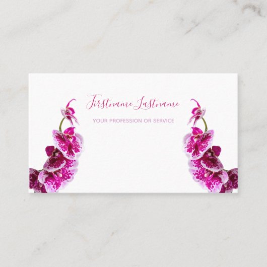 Carte De Visite Belle fleur d'orchidée violette rose sur blanc ! b (Devant)