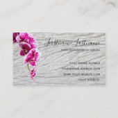 Carte De Visite Belle fleur d'orchidée violette rose sur bois (Dos)