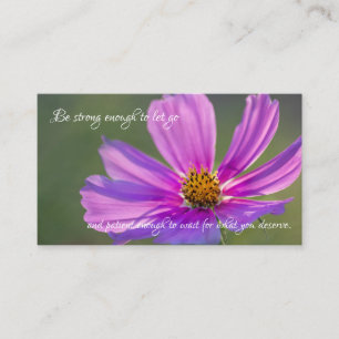 Carte De Visite Belle fleur rose avec citation motivante