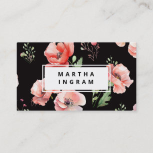 Carte De Visite Belle fleur rose et rouge pavot
