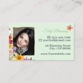 Carte De Visite Belle Fleur sauvage Green Fine Gold Frame Photo (Dos)