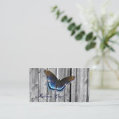 Carte De Visite belle grange en bois bleu papillon (Debout devant)