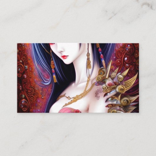 Carte De Visite Belle Japonaise fille Imaginaire gothique Triptyqu (Devant)