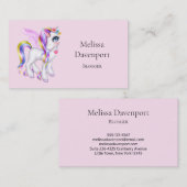 Carte De Visite Belle Licorne avec Crinière Arc-en-ciel (Devant / Derrière)