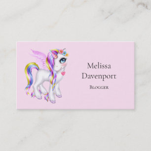 Carte De Visite Belle Licorne avec Crinière Arc-en-ciel