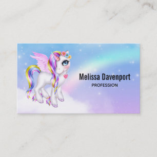 Carte De Visite Belle licorne avec Rainbow Mane