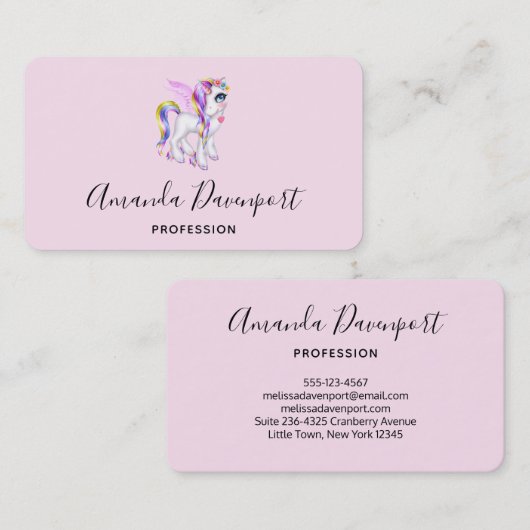 Carte De Visite Belle licorne avec Rainbow Mane (Devant / Derrière)