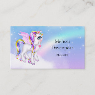 Carte De Visite Belle licorne avec Rainbow Mane