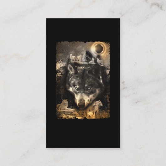 Carte De Visite Belle Loup hiver Nature Lune Howling Wolves (Devant)