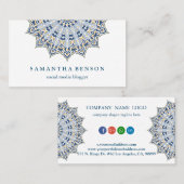 Carte De Visite Belle Mandala Social Media Blogger (Devant / Derrière)