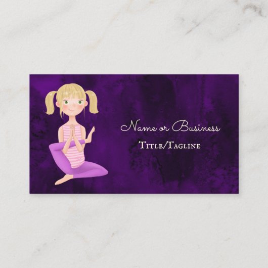 Carte De Visite Belle méditation de Yoga violet fille (Devant)