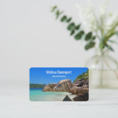 Carte De Visite Belle Mer Tropicale avec Côte Rocheuse Couverte (Debout devant)