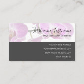 Carte De Visite Belle orchidée rose violet fleurit sur gris (Dos)