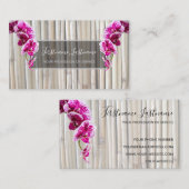 Carte De Visite Belle orchidée violette rose fleurit sur bambou (Devant / Derrière)