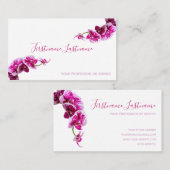 Carte De Visite Belle orchidée violette rose sur blanc! (Devant / Derrière)