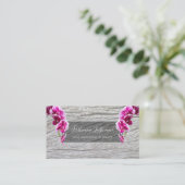 Carte De Visite Belle orchidée violette rose sur bois (Debout devant)