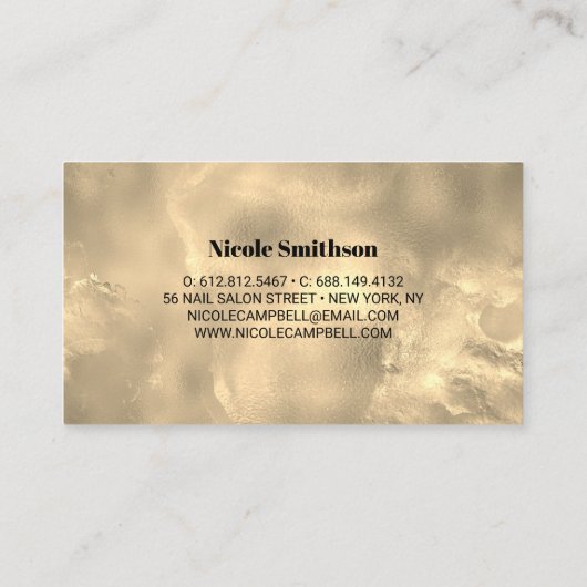 Carte De Visite Belle parties scintillant en marbre or (Dos)