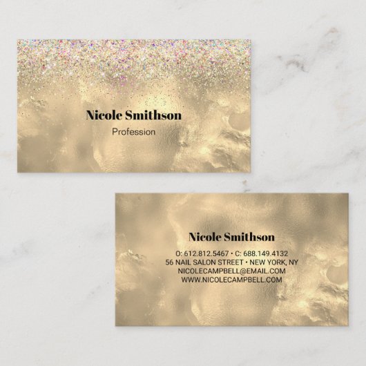 Carte De Visite Belle parties scintillant en marbre or (Devant / Derrière)