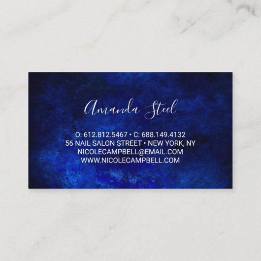 Carte De Visite Belle parties scintillant en or bleu royal (Dos)