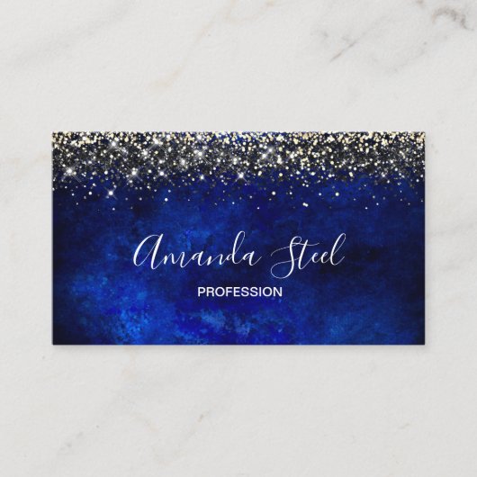 Carte De Visite Belle parties scintillant en or bleu royal (Devant)