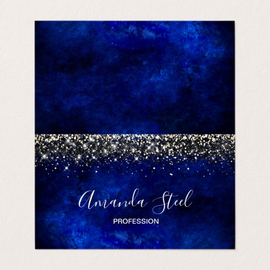 Carte De Visite Belle parties scintillant en or bleu royal (Extérieur déplié)