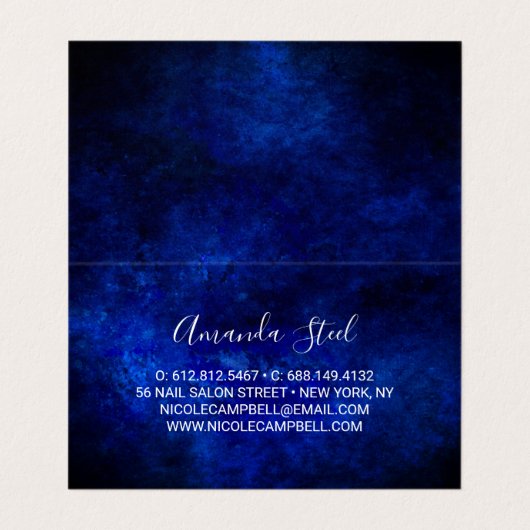 Carte De Visite Belle parties scintillant en or bleu royal (Intérieur déplié)