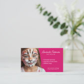 Carte De Visite Belle peinture de visage rose et blanc pour enfant (Debout devant)