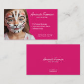 Carte De Visite Belle peinture de visage rose et blanc pour enfant (Devant / Derrière)