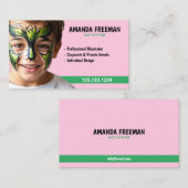Carte De Visite Belle peinture de visage verte et rose (Devant / Derrière)