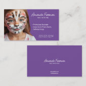 Carte De Visite Belle peinture faciale violette et blanche pour en (Devant / Derrière)