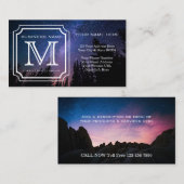 Carte De Visite Belle photo de paysage de monogramme beau simple (Devant / Derrière)