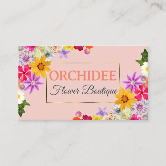 Carte De Visite Belle photo Fleur sauvage Peach Fine Gold Frame (Devant)