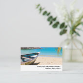 Carte De Visite Belle plage tropicale avec bateau à rames (Debout devant)