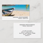 Carte De Visite Belle plage tropicale avec bateau à rames (Devant / Derrière)