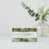 Carte De Visite Belle plume verte de paon (Debout devant)