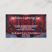 Carte De Visite Belle porte rouge de Noël éclaire les pins (Devant)