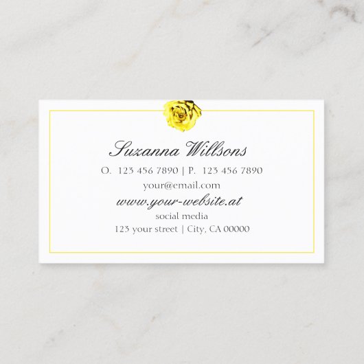 Carte De Visite Belle rose jaune sur violet simple exceptionnel (Dos)