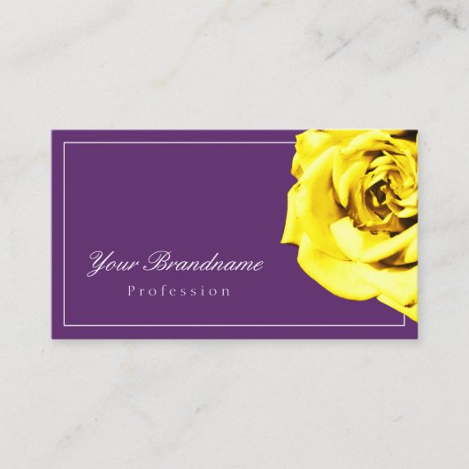 Carte De Visite Belle rose jaune sur violet simple exceptionnel (Devant)