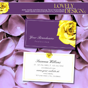 Carte De Visite Belle rose jaune sur violet simple exceptionnel