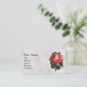 Carte De Visite BELLE ROSE ROSE POURPRE, MONOGRAMME  Blanc (Debout devant)
