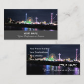 Carte De Visite Belle roue blanche ferris devant le ciel bleu (Devant / Derrière)